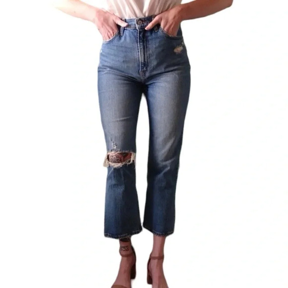 Abercrombie & Fitch Distressed Blue Wide Leg Jeans - Picture 2 of 8